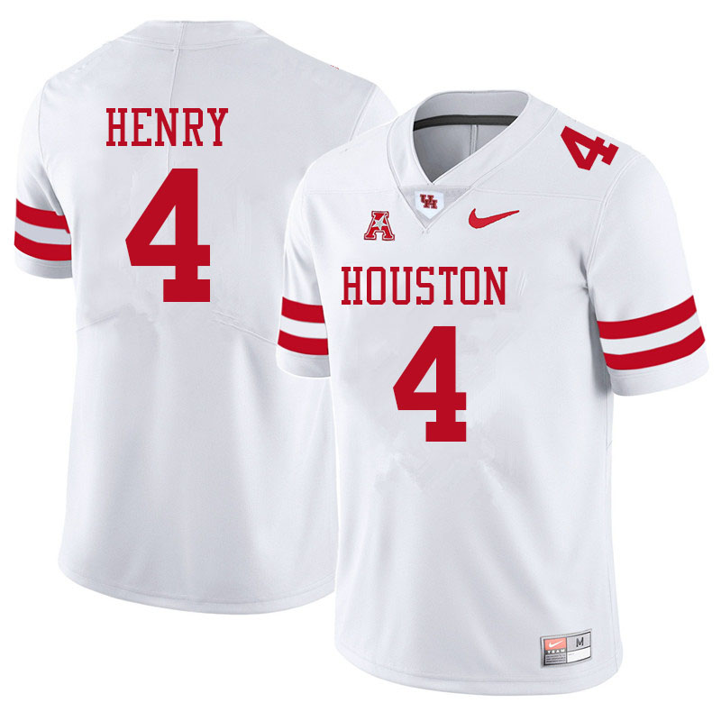 Men #4 Ta'Zhawn Henry Houston Cougars College Football Jerseys Sale-White - Click Image to Close